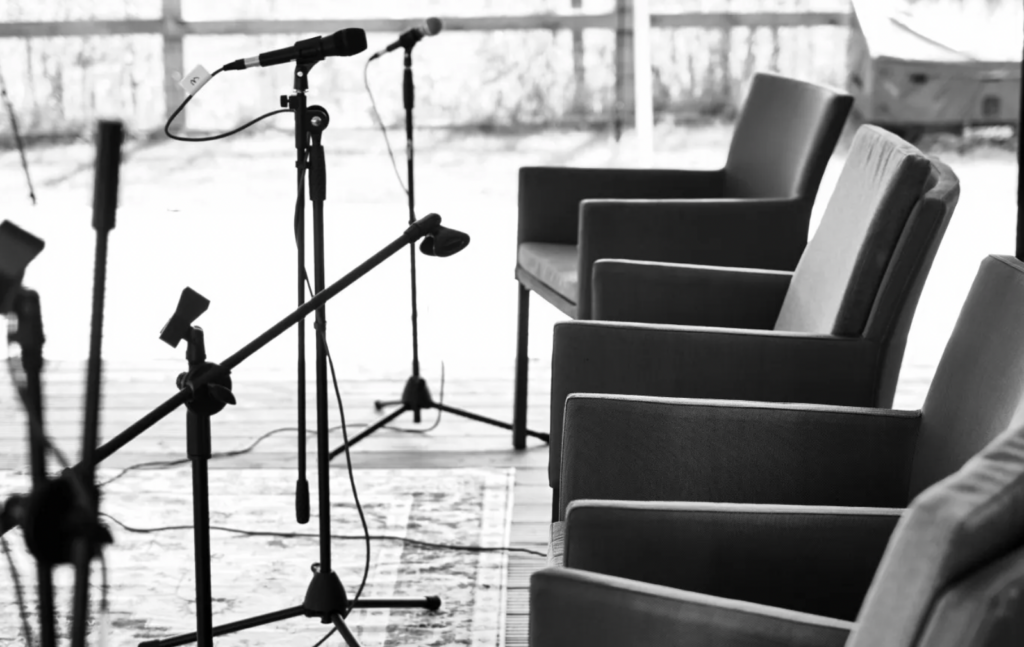 Microphones and chairs