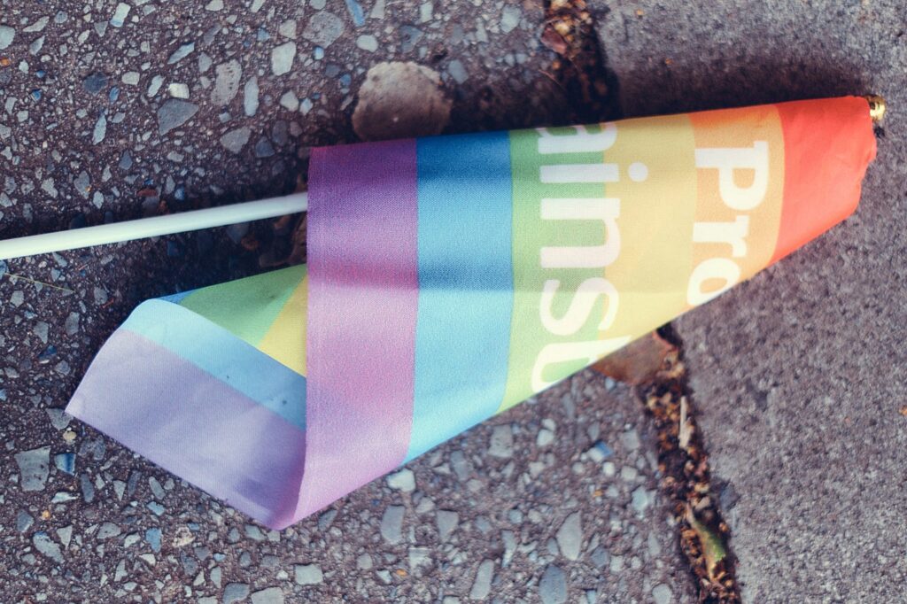 Pride flag on the ground
